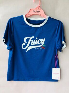 Juicy Couture Sport Blue Logo Crew Neck Short Sleeve T-Shirt Size : M